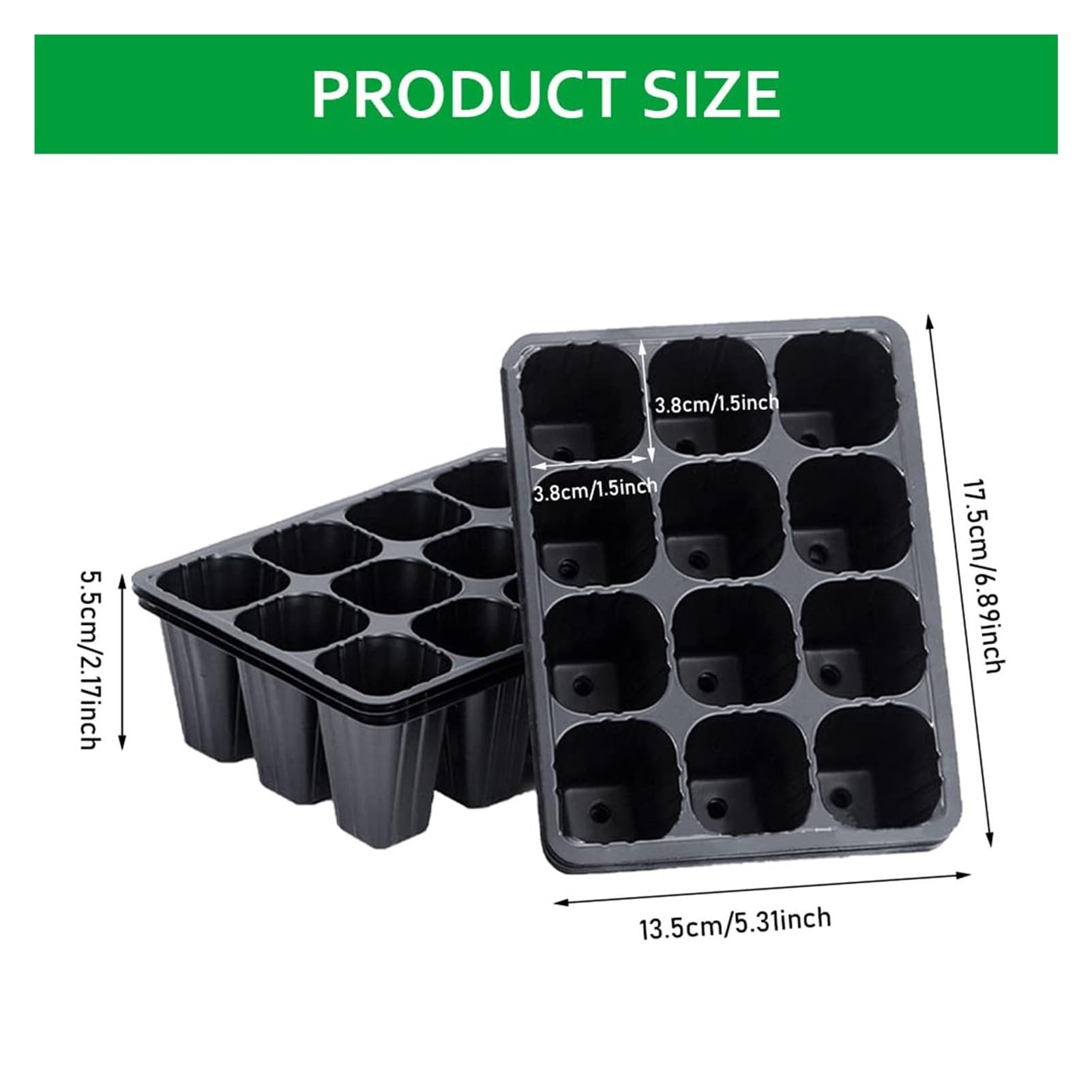 Bandejas for plántulas, 20 Unidades de 12 Celdas for germinación y propagación de Plantas, for hortalizas, Frutas y huertos. Bandejas de plástico for viveros.