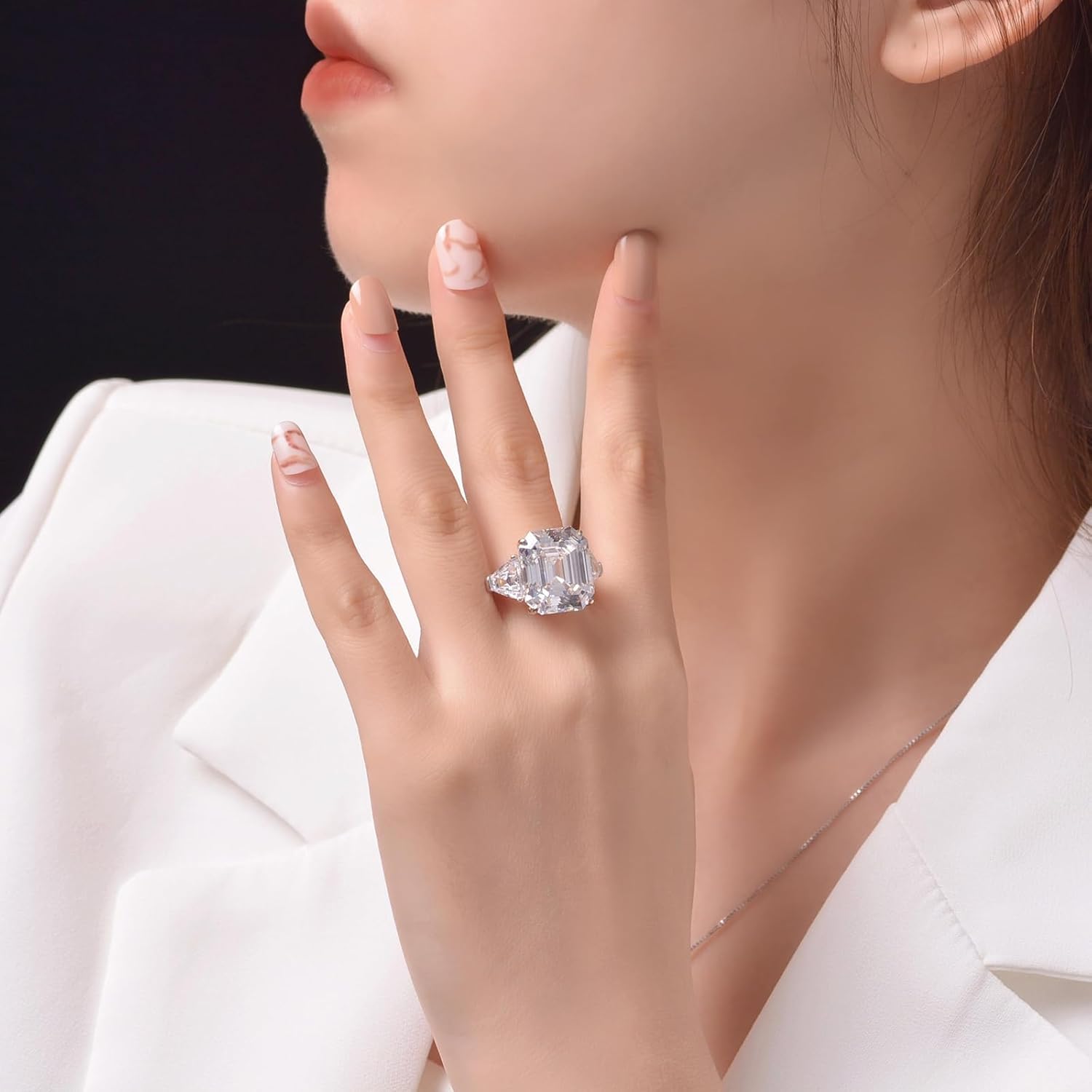Promise Rings for Women,12ct Baguette Cut Pink/Yellow Moissanite Ring with 14X16mm in 925 Sterling Silver, Ideal Engagement Gift for Wife