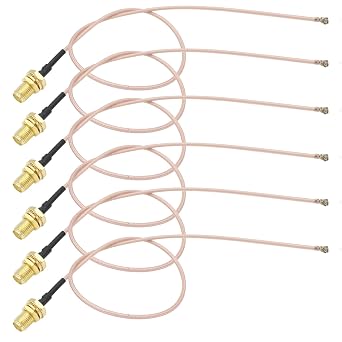 exgoofit SMA Female Adapter to IPX U.FL RG178 Coaxial Cable 6-Pack, 12 inch30cm SMA MHF1 UFL Low Loss Jumper Extension Cable for WiFi Router, Antenna, Security Camera, GPS Devices
