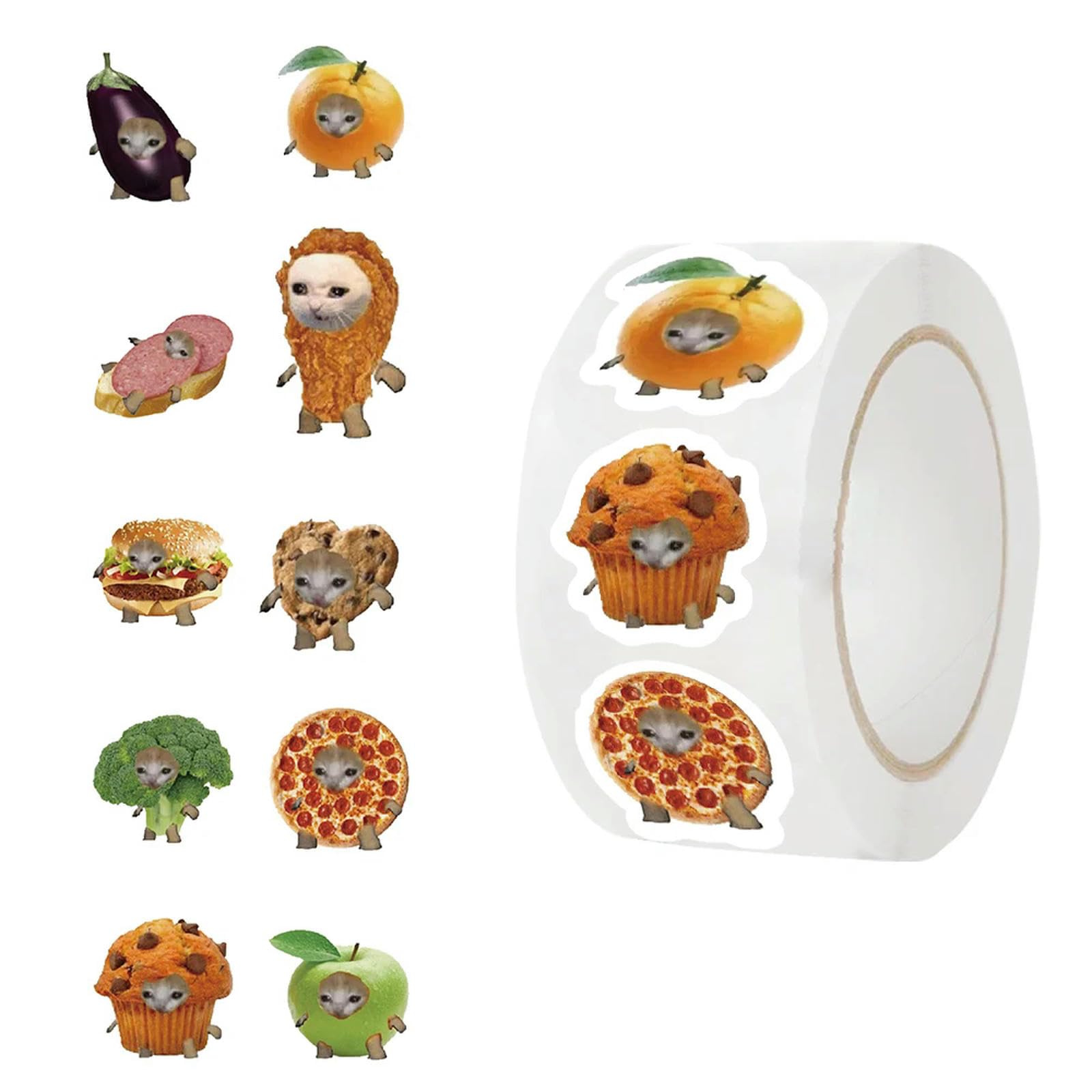 TVIVID 500pcs Cats And Food Reward Stickers Encouragement Sticker Roll For Kids Motivational Stickers With Cute Animals For Students