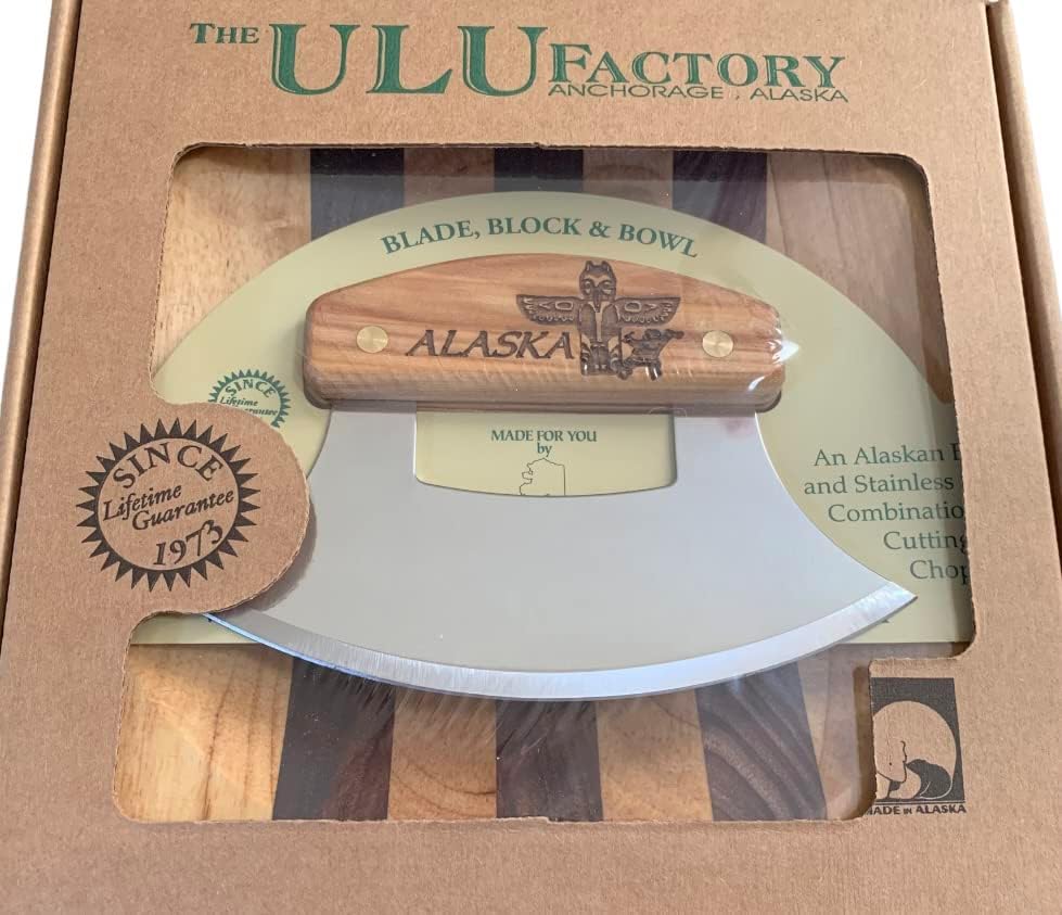 Alaska Ulu Bowl Set Birch Handle Totem Pole Eskimo