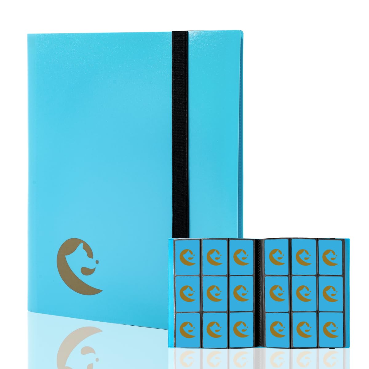 efunkdog Card Binder, 9 Pocket Trading Card Album Folder, 396 Side Loading Pocket Binder for TCG, Sport Cards (Blue)