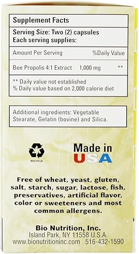 Miniatura 2 de Bio Nutrition Bee Propolis, cápsulas de suplemento de apoyo inmunológico de defensa natural de 1000 mg, 60 Ea, 60 unidades