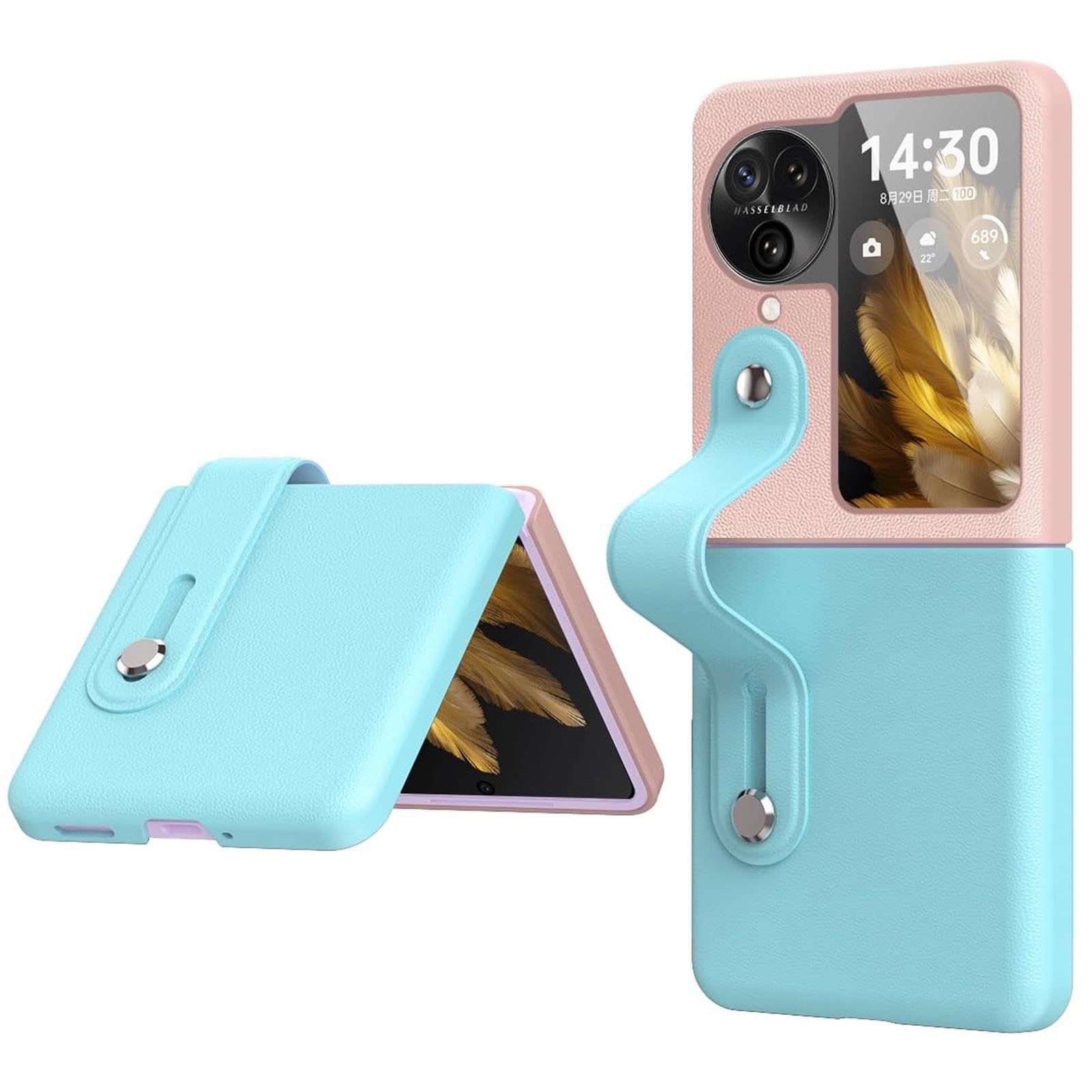 Hülle Für Oppo Find N3 Flip, Mit Einziehbarer Fingerschlaufe, Handheld-Design, Ultradünn, PC, Stoßfest, Ständer, Ganzkörperhülle,Pink