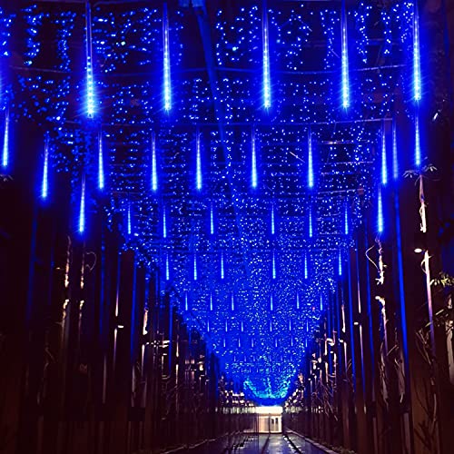 Ulersp Meteor Shower Lights Outdoor Extendable, 30Cm 8 Tube 192 Leds Christmas Icicle Lights Outdoor, Waterproof I Falling Rain Drop Lights For Tree Garden Window Xmas Decoration (Blue) #TOP4