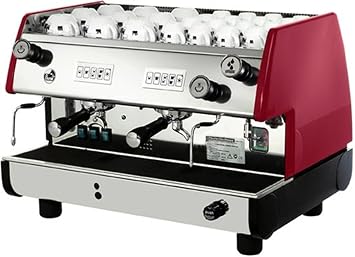 La Pavoni BAR-T 2V-R Commercial 2 Group Volumetric Espresso Machine, Red, 14L Boiler Water Capacity, Electronic Automatic Water Level