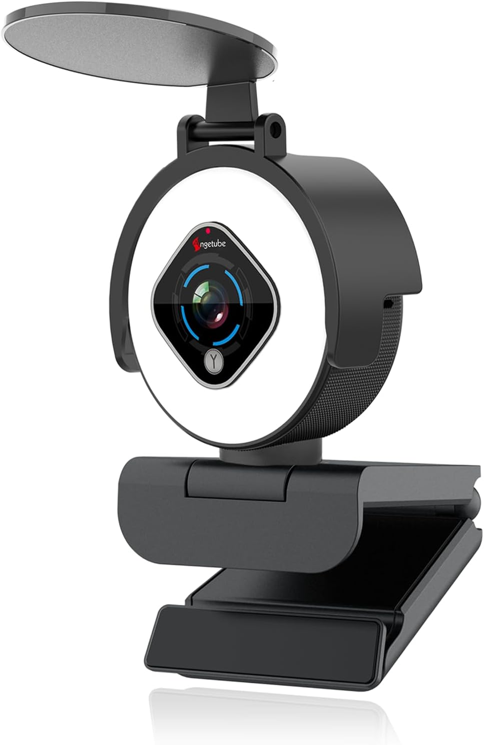 Angetube Streaming Webcam 1080P with Ring Light, HD Web camera with Digital Zoom Autofocus for Computer PC Laptop Mac - Webcam with Microphone USB Web Cam for Gaming XBOX Google Meet