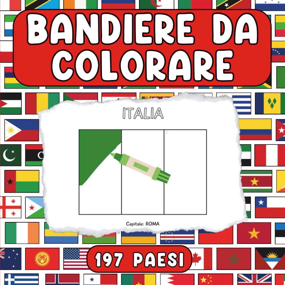 BANDIERE DEL MONDO DA COLORARE – COLORA CON I NUMERI E IMPARA LE CAPITALI – LIBRO EDUCATIVO PER BAMBINI E ADULTI: Colora seguendo i numeri, scopri le ... anti-sbavatura, tante ore di divertimento.