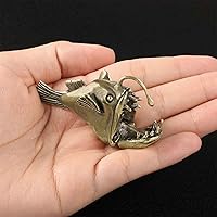 Vista 4 de SnowOwl Lamp Fish Sculpture Solid Metal Insect Ornament Mini Brass Animal Figurine Statue for Home Office Garden Desktop Decor (Bronze-1)