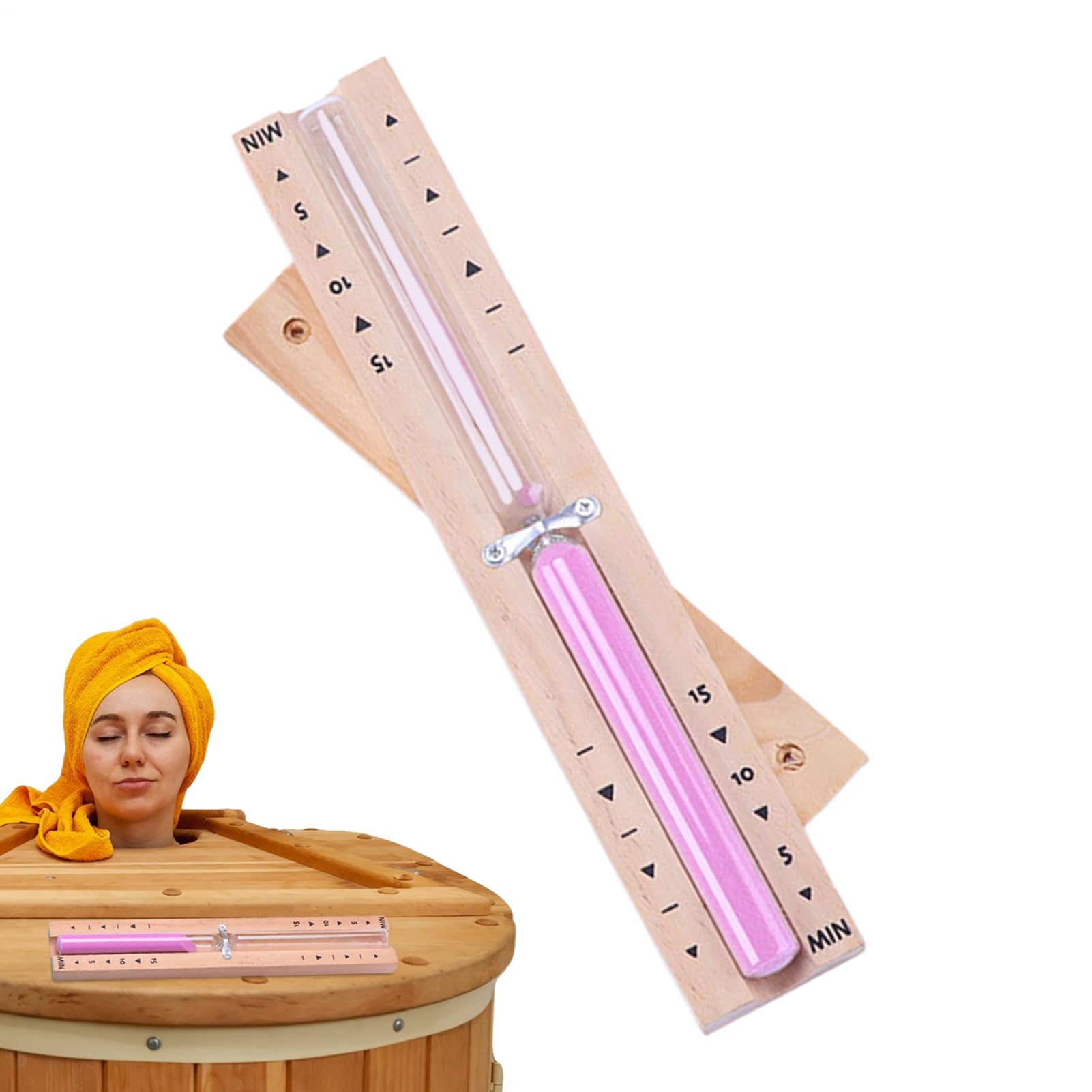 Horloge murale précise pour salle de douche et sablier sauna bois
