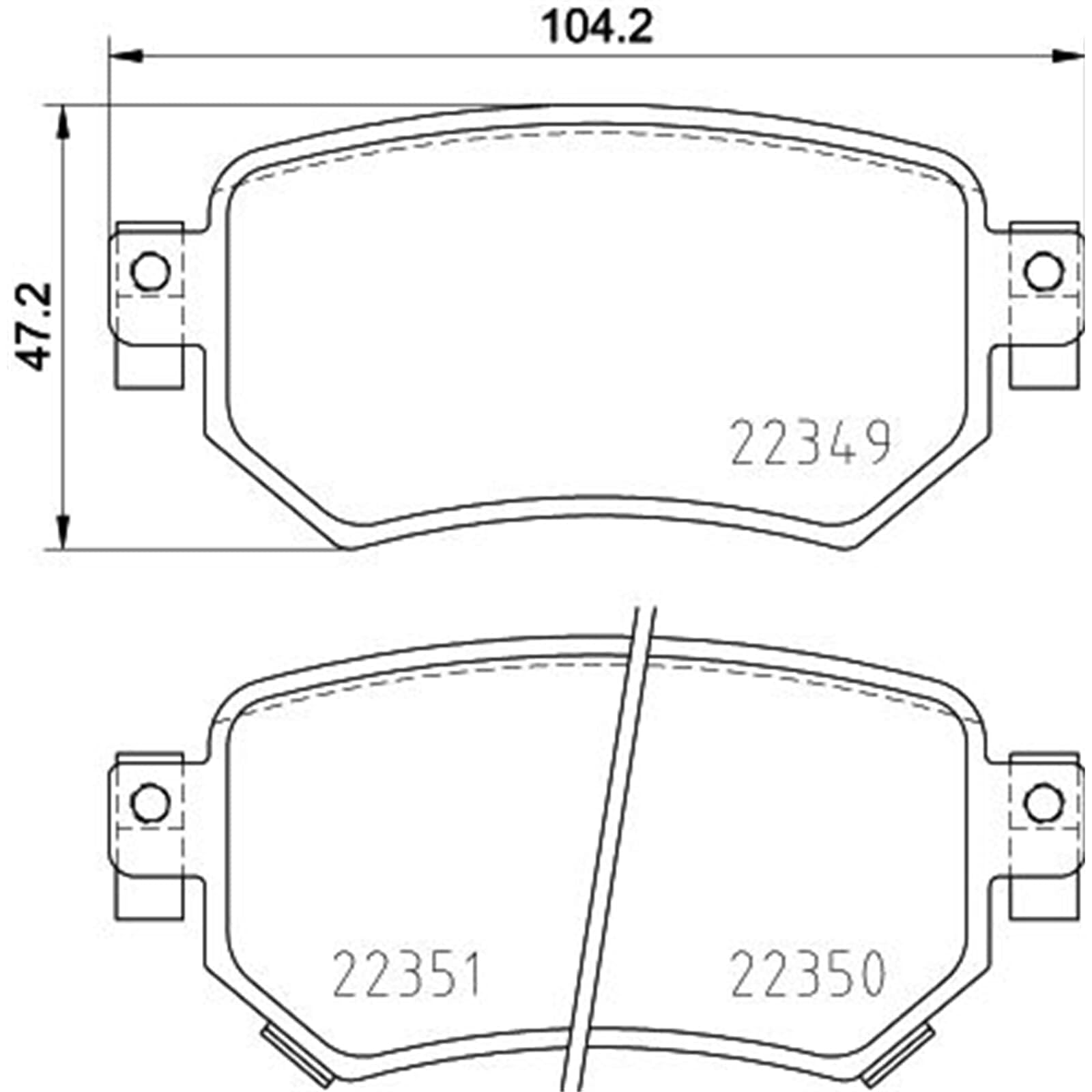 Brembo Fren Balatası, Arka Mazda 6 Serisi (2013 ve sonrası) 104(W) x 15(T) x 47(H1) mm P49059