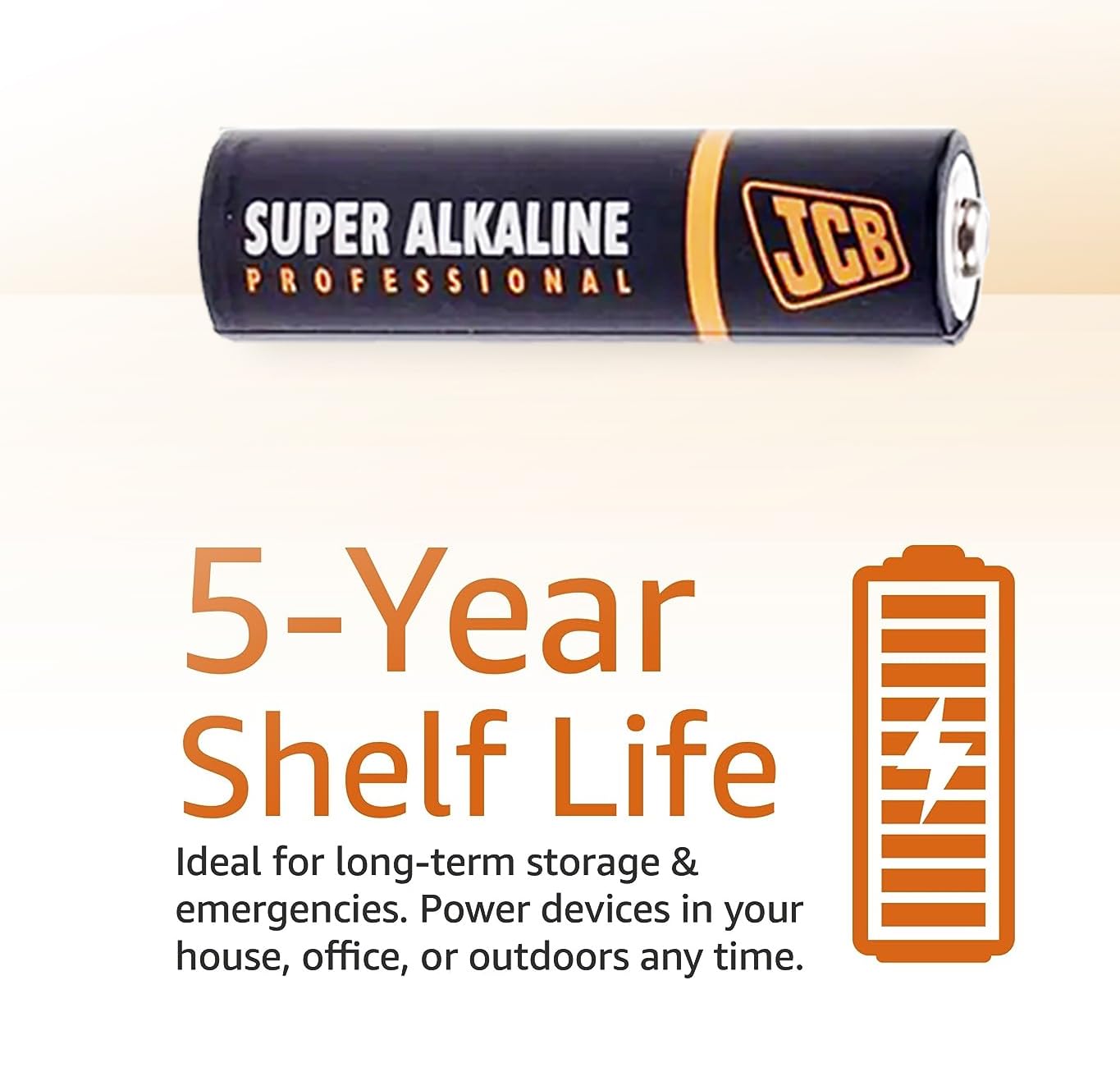 JCB Super Alkaline AA Batteries - 50 Pack, 1.5V, For Toys, Remotes, Flashlights, Clocks, Low-Drain Devices, Industrial & Home Use