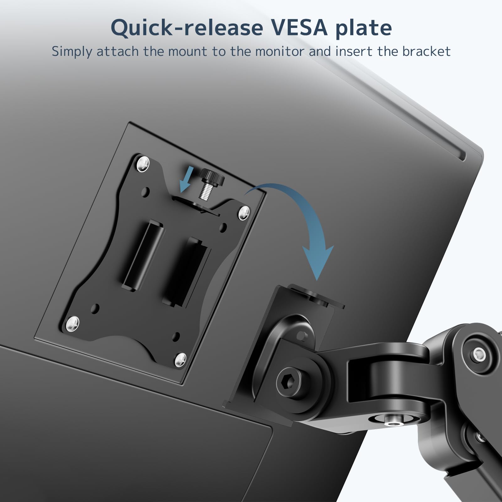 WORLDLIFT Braccio monitor regolabile in altezza per schermi da 17"-27" con molla meccanica, VESA 75x75 e 100x100 - Può contenere fino a 7 kg