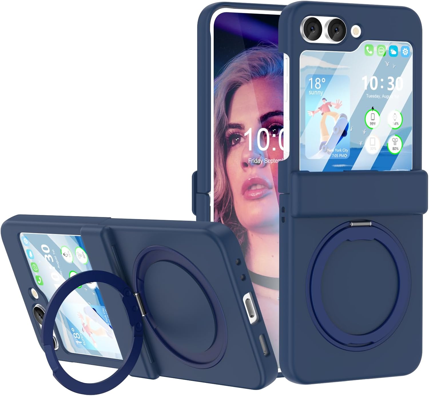 Designed for Samsung Galaxy Z Flip 5 Case Clear with Ring, Anti-Fall Shockproof Protective Phone Cover Compatible with Galaxy Z Flip 5 Case 5 G 2023 (Clear)