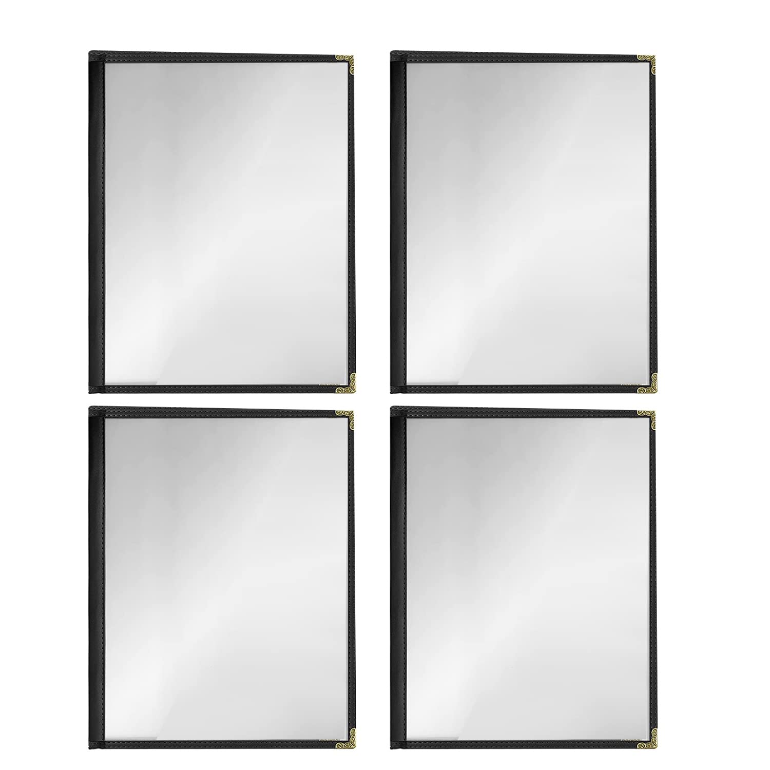 Confezione da 12 Copertine per Menu Stile caffè, Bordo a Doppia Cucitura, Vinile Trasparente (Nero, 2 Pagine/4 Visualizzazioni - 8,5 Pollici X 11 Pollici)
