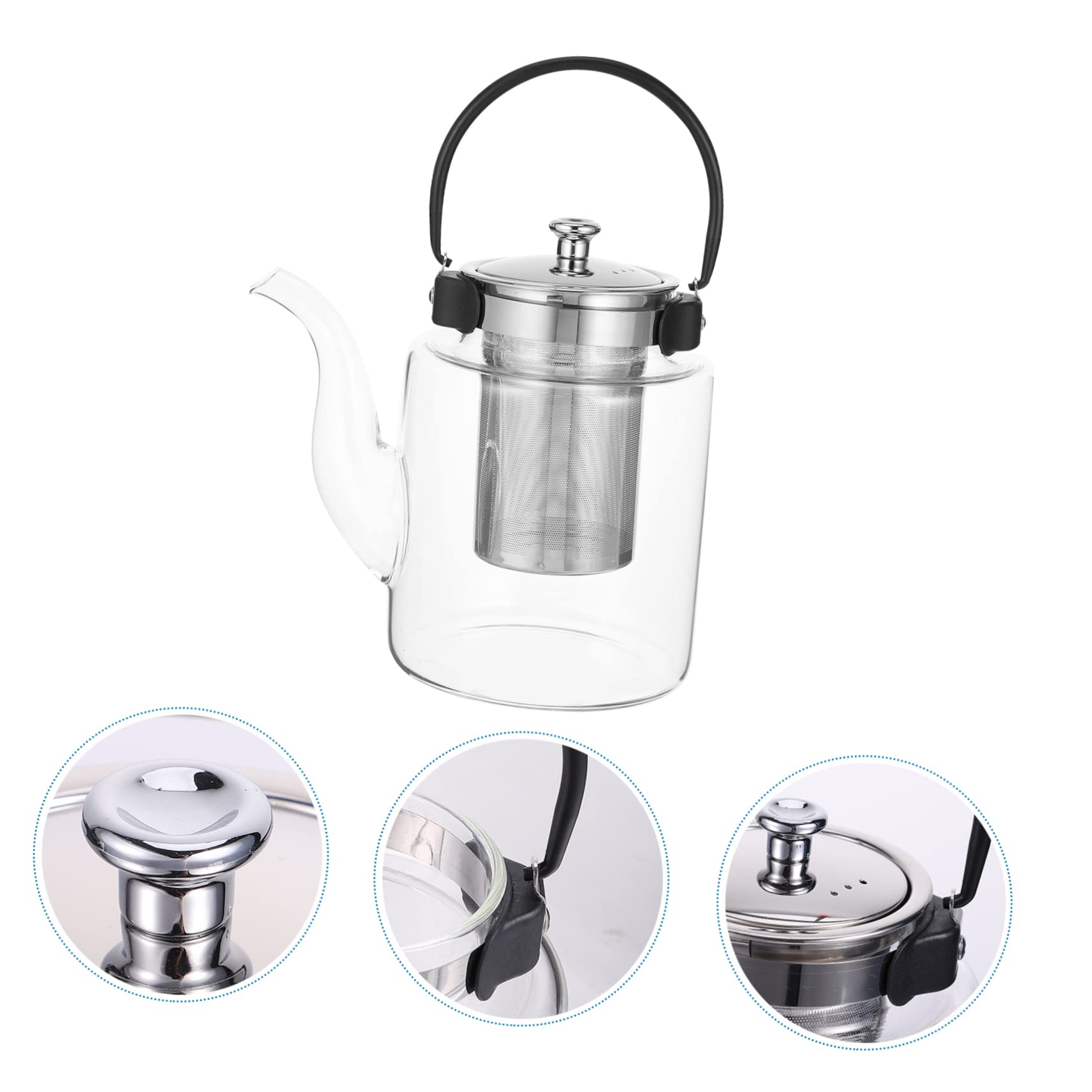 BESTYASH 1pezzi Tetera Vidrio Tetera Filtrante Hecha De Material Pregiato Grande Mango Aislado Vidrio Resistente al Calor Adecuada Para Casa Oficina Tiendas