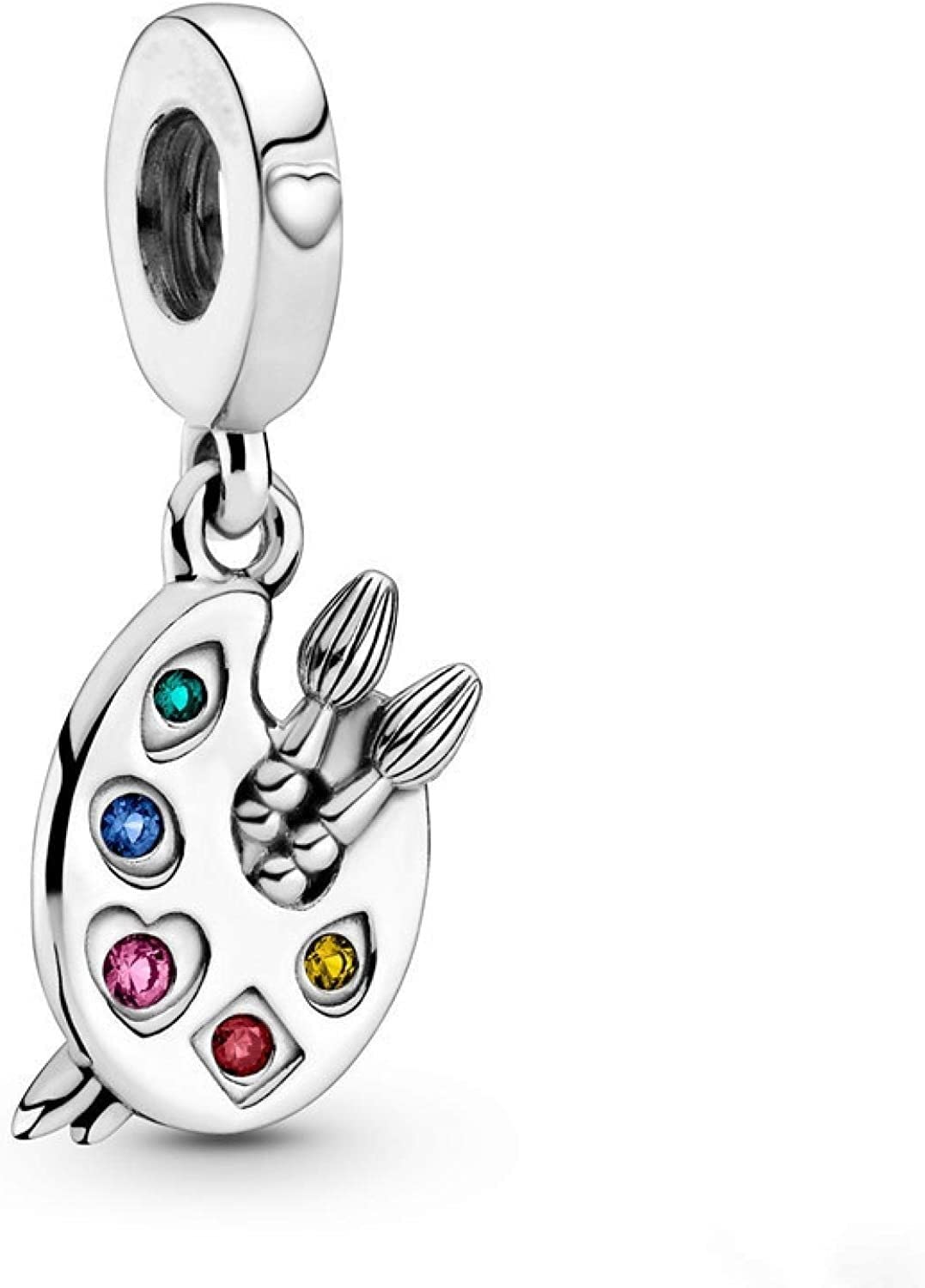 Biżuteria damska 925 Sterling Silver wisiorek Koraliki, Artist's Palette Wisiorek 925 Sterling Silver Charms Koraliki Fit Kobiety Bransoletki Naszyjniki Bransoletka dla córki Żona Prezenty urodzinowe