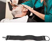 Vista 3 de Strop de cuero negro con ganchos de anclaje de latón para afilar cuchillos, rasurar corte recto, herramienta de limpieza duradera para maquinillas