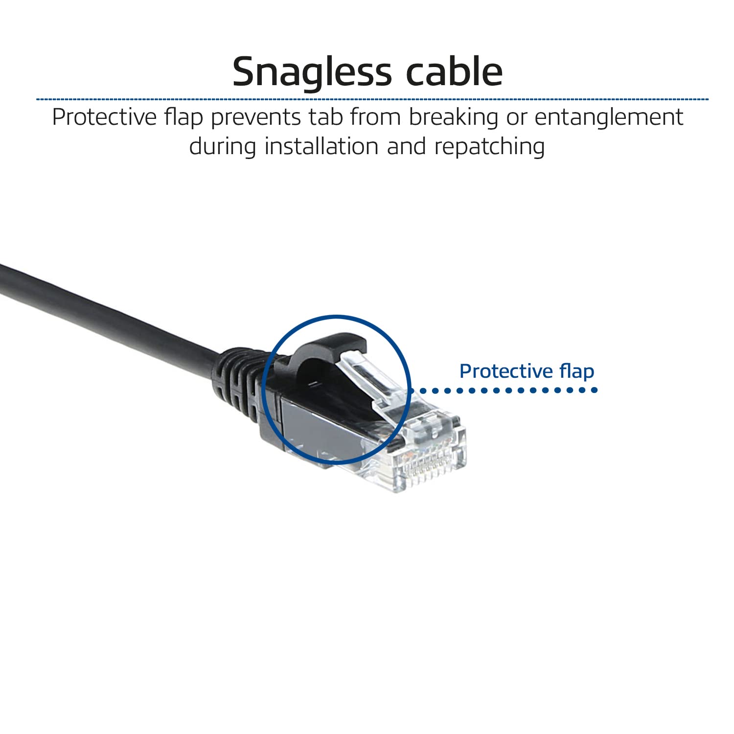 ACT DC9903 Câble réseau CAT6, U/UTP LSZH LAN fin 3,8 mm Slimline, câble Ethernet flexible sans accroc avec fiche RJ45, pour une utilisation dans les centres de données, 3 m, noir