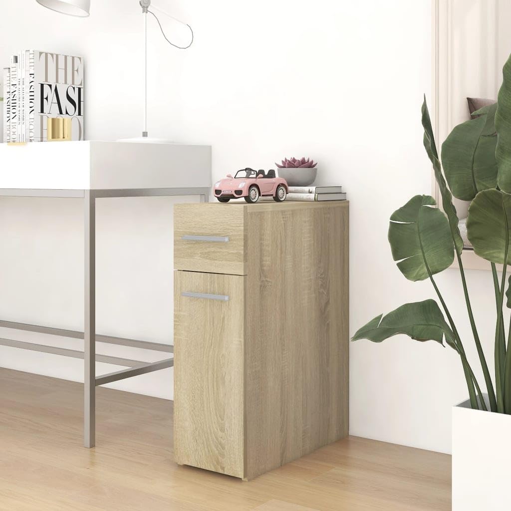 Armario farmacéutico de madera de roble Sonoma, 20 x 45,5 x 60 cm, armario de almacenamiento con fijación a la pared, robusto y ahorra espacio, para baño, pasillo y cocina
