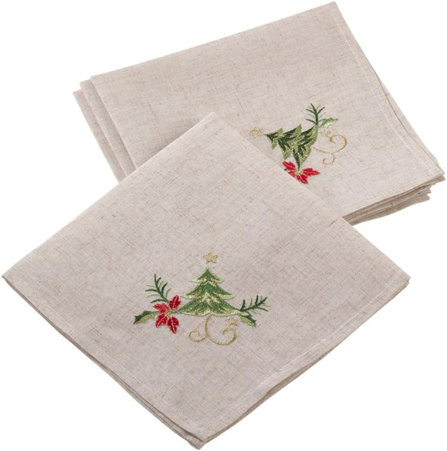 Fennco Styles Embroidered Christmas Tree Design Holiday Linen Blend Table Runner 16" W x 54" L
