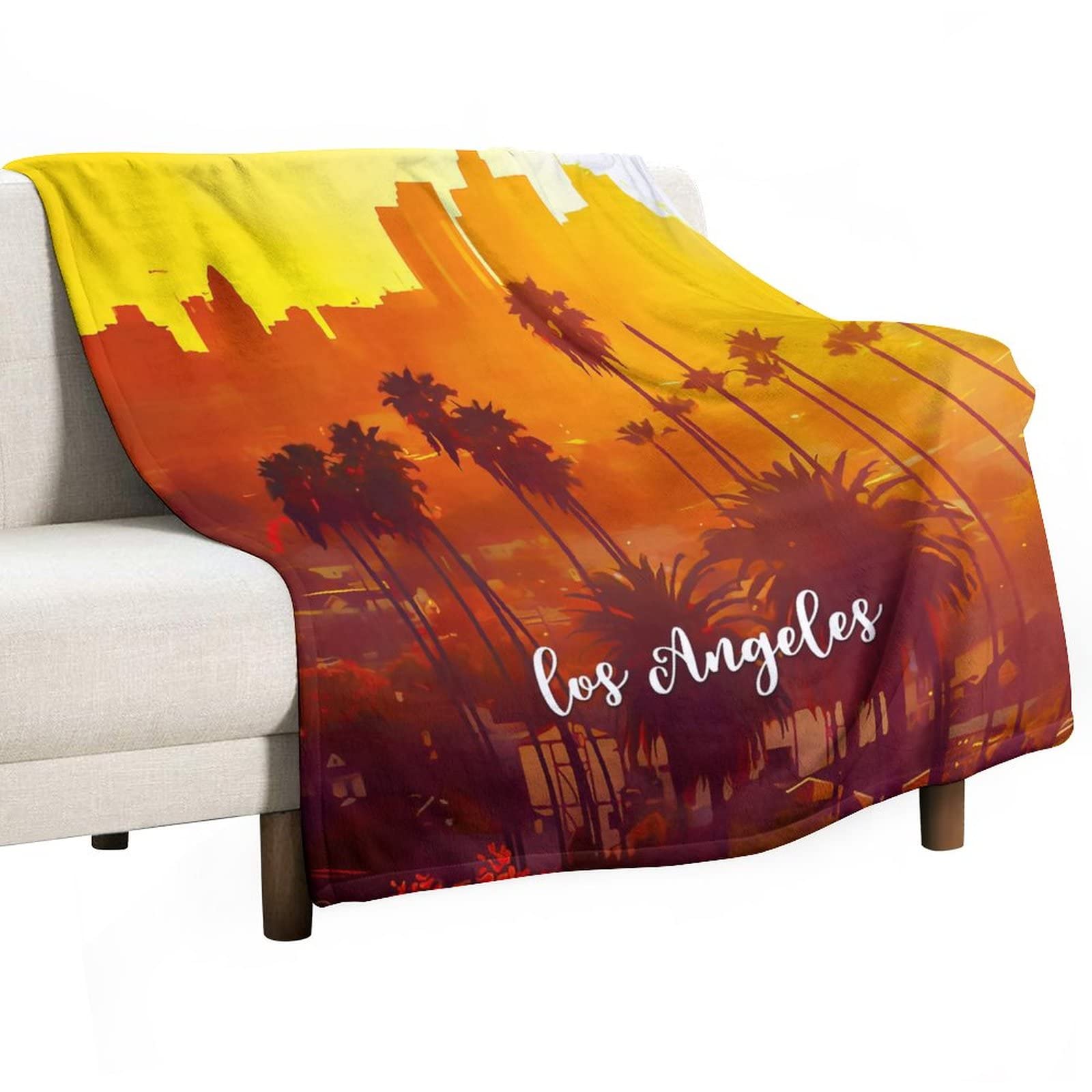 Couverture personnalisée Los Angeles plaid polaire scène d'hiver