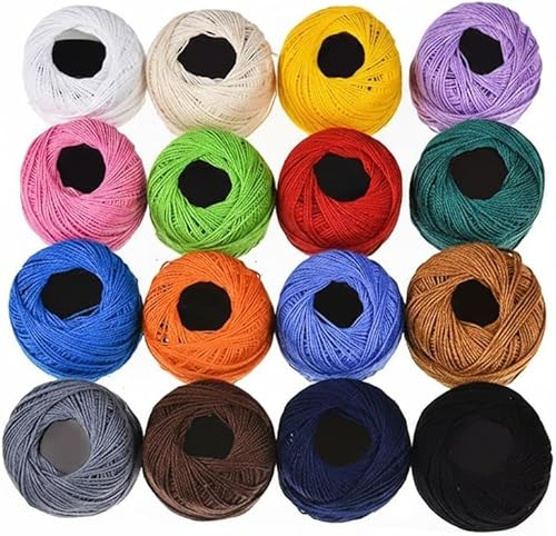 Hilo de bordado de 16 colores, hilos de punto de cruz, línea de puntada, pulseras de la amistad, hilo dental para ganchillo Hardanger Cruz