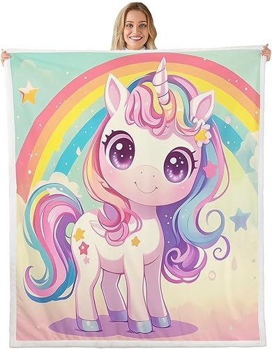 Miniatura 14 de Rainbow Stars Cloud Bed Blanket,Cartoon Unicorn Flannel Blanket for Room Decor,Pink Purple Romantic Fleece Blanket for Kids Adults Sofa Dorm Pink