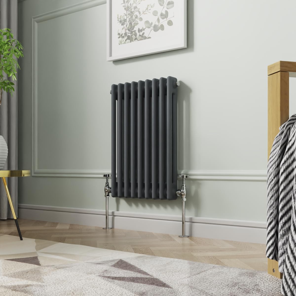 Nrg Anthracite 600 X 425Mm Horizontal Cast Iron Radiator Double Panel