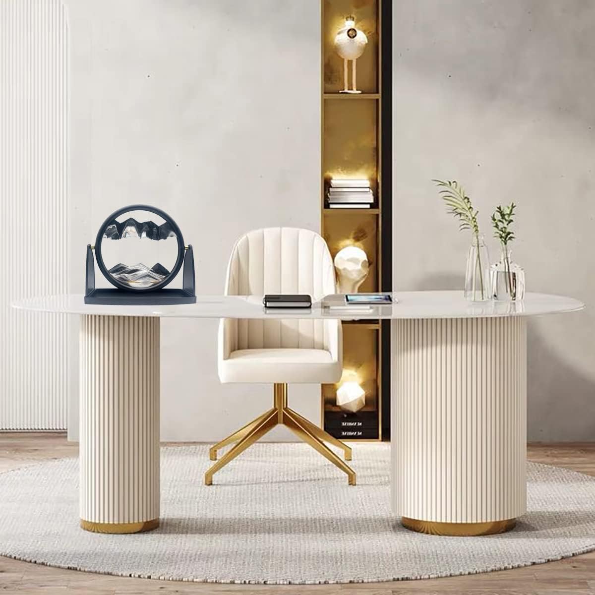 10" Moving Sand Art Picture Sandscapes in Motion 3D Deep Sea Sand Art Round for Adult Relaxing Toys Decor Desktop Home Office (Black)