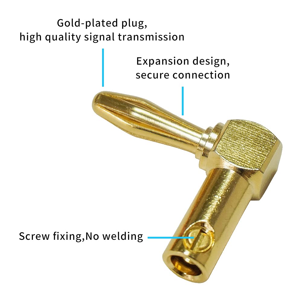4VWIN 90 Degree Speaker Connectors Plugs Right Angle Speaker Banana