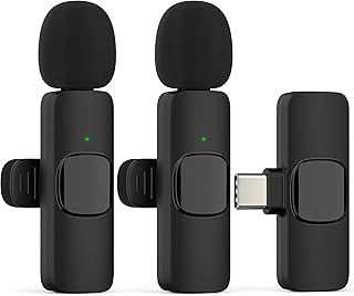 WHJC Lavalier Mikrofon Wireless für Android Telefon,kabelloses Plug-Play Mikrofon für Aufnahme,Live Streaming,YouTube,TikTok,Rauschunterdrückung,automatische Synchronisierung,Keine APP/USB-C