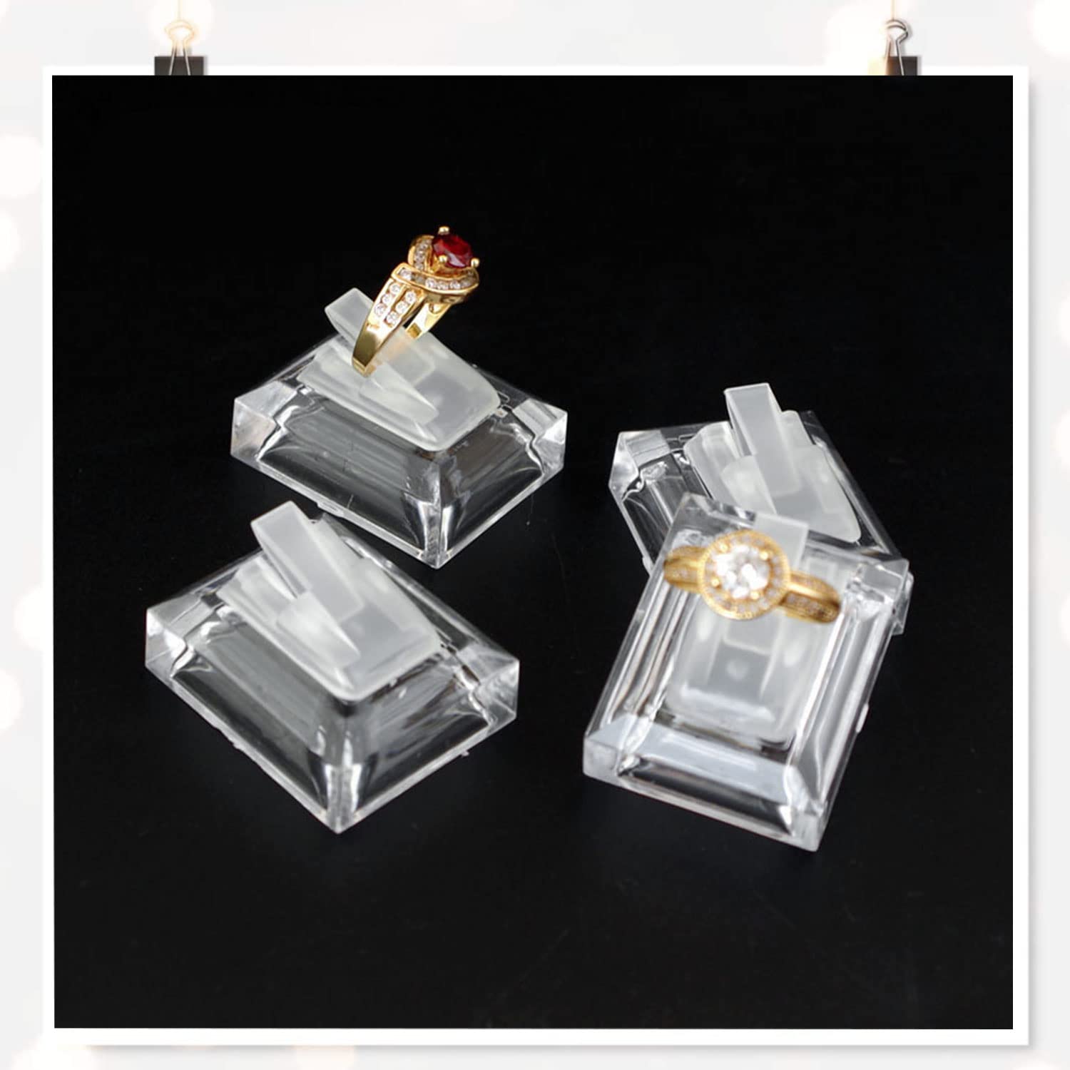 Supporto Anelli Espositore Gioielli Display - Anello Titolare In Plastica Vetrina, Supporto Esposizione Di Ad Anello, Per Vetrina Fiere, Accessori, Bianco, 3,7 x 3 x 2,3cm, 10 Pezzi