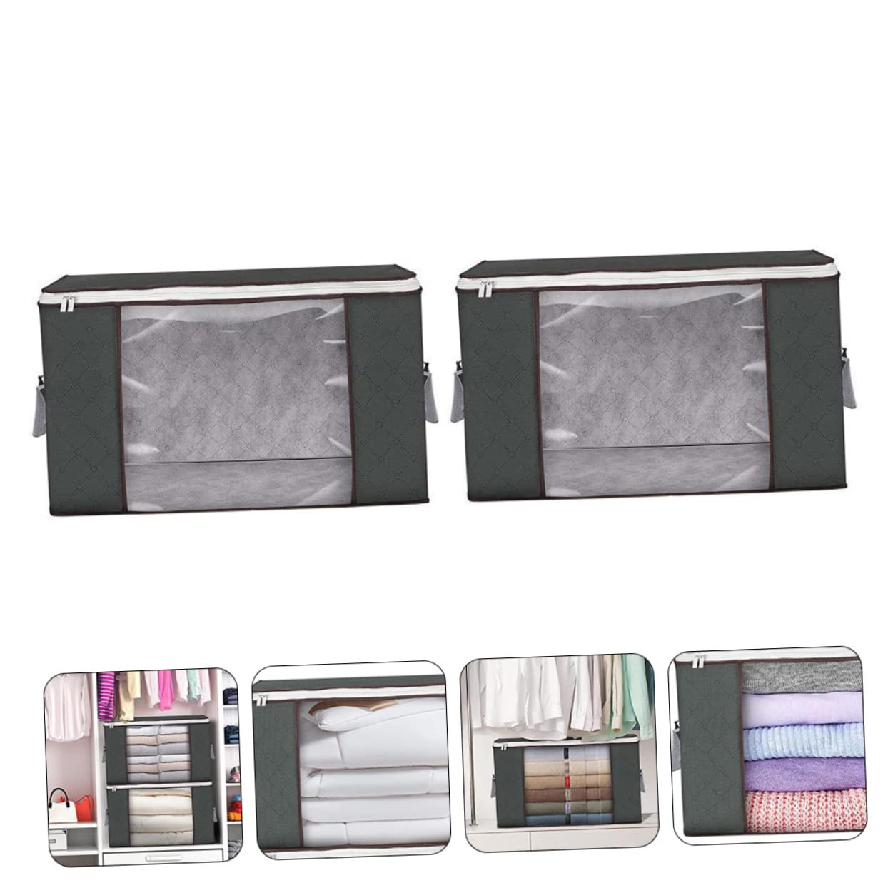 2 pezzi Contenitori per Biancheria Organizer Armadio Capacità Sacchetti per Piumoni e Vestiti Design con Cerniera Pratici per Traslochi e Risparmiato