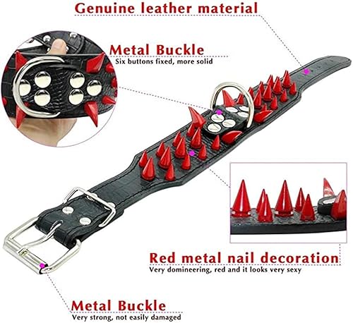 Miniatura 7 de Hotlion Sharp - Collar de perro con remaches de piel sintética con tachuelas, de 2 pulgadas de ancho, ajustable para perros medianos y grandes,