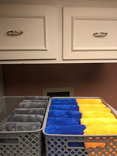 Miniatura 4 de SOFTBATFY Toalla de microfibra de felpa sin bordes para automóvil, secado suave, toalla de pulido de detalles, 16 x 16 pulgadas (negro, paquete de 6)