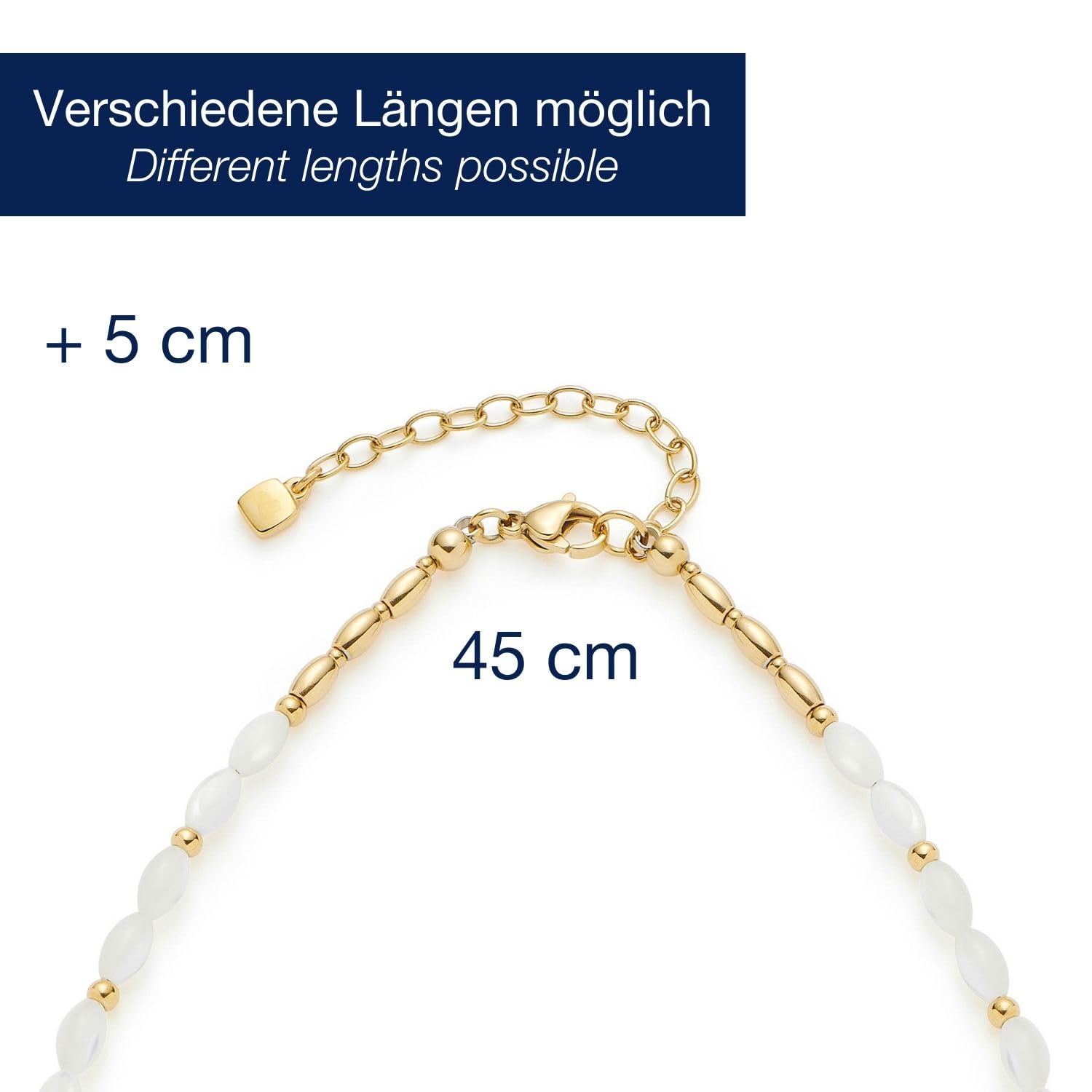 JEWELS BY LEONARDO Collar Welda • Cadena corta de acero inoxidable dorado • Perlas de concha en forma de oliva • Colgante redondo con diseño de sol • 45-50 cm de longitud • Joyas regalo para mujeres •