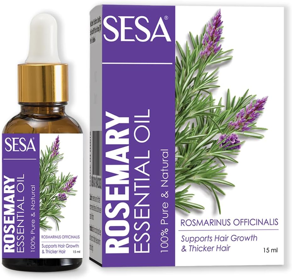Sesa Rosemary Essential Oil for Hair Growth and Nourishes Skin | 100% Pure, Natural and Premium Spanish Rosemary Oil | Hair Fall Control & Scalp Nourishment | For Women & Men | 15 ml