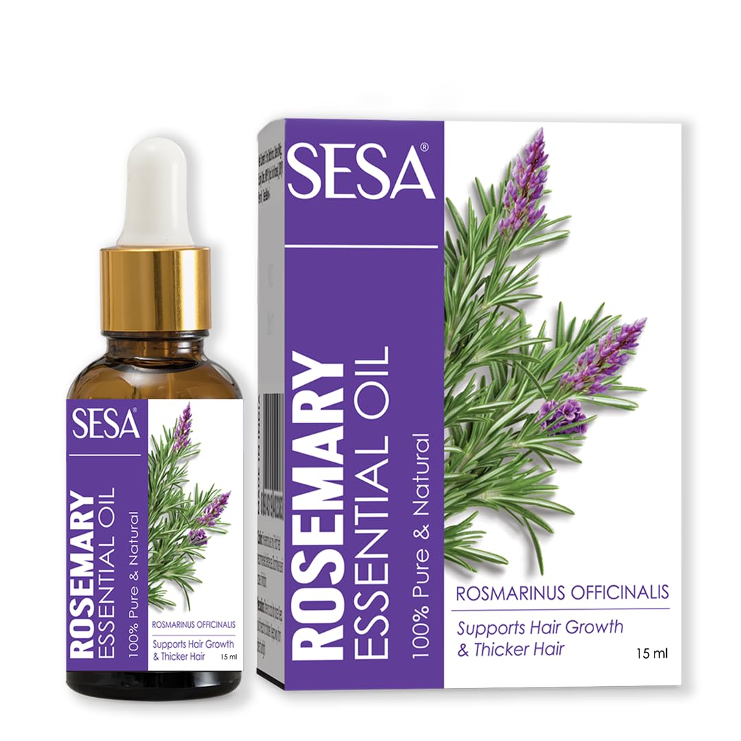 sesaRosemary Essential Oil For Hair Growth Nourishes Skin | Hair Fall Control | Women and Men 100% Pure & Natural Rosemary Oil |15 ml
