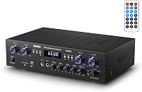 Donner MAMP5 Bluetooth 5.0 4-Channel 440W Stereo Amplifier Receiver | Home Theater, Karaoke, Studio w/ USB, FM, Dual Mic, RCA