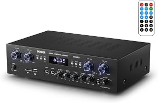 Donner MAMP5 Bluetooth 5.0 4-Channel 440W Stereo Amplifier Receiver | Home Theater, Karaoke, Studio w/ USB, FM, Dual Mic, RCA