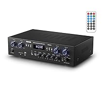 Donner Amplificatore di potenza Audio Bluetooth 5.0, Amplificatore Audio Stereo 4 Canali, Amplificatore HiFi 440W con USB, SD, FM, 2 Microfono IN Echo, RCA, LED per Studio, Casa, MAMP5