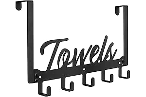 Over-Door Towel Racks for Bathroom with 5 Heavy-Duty Coat Hooks