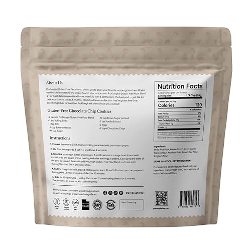 Miniatura 8 de ProDough Shop - Mezcla de harina sin gluten sin lácteos sin OMG, harina multiusos sin gluten con ingredientes naturales para hornear aperitivos y