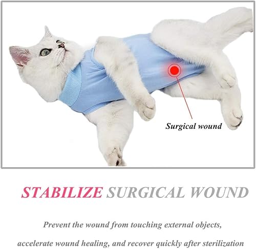 Miniatura 3 de Traje de recuperación para gatos para heridas abdominales o enfermedades de la piel, alternativa transpirable de collar electrónico para gatos y