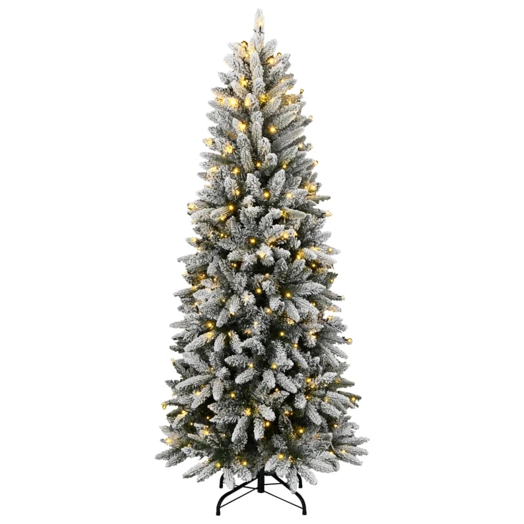 Sapin de Noël Artificiel avec LED, Arbre de Noël Artificiel 300 LED et Neige floquée 180 cm