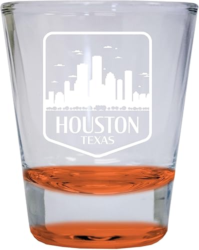 Miniatura 6 de Houston Texas Souvenir - Vaso de chupito redondo grabado de 1.5 onzas, color rojo