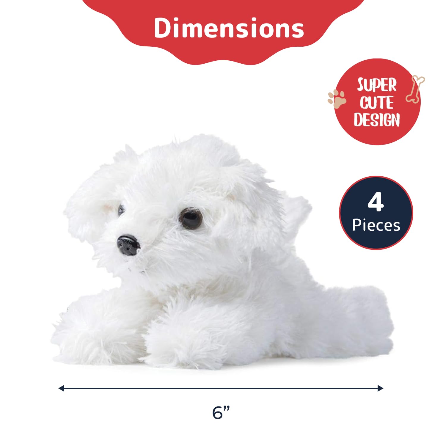 PREXTEX Cachorros de peluche, juego de 4 lindos animales de peluche para niñas y niños, peluches pequeños de 6 pulgadas, animales de peluche para recuerdos de fiesta de cachorros, animales de peluche