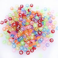 Vista 10 de 800 cuentas redondas blancas de letras del alfabeto acrílico de 4x7mm de la A a la Z, formas mixtas de plástico, cuentas sueltas a granel