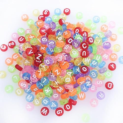 Vista 22 de Más de 500 cuentas redondas blancas de letras del alfabeto acrílico de 0.157 x 0.276 pulgadas de la A a la Z, cuentas sueltas para manualidades